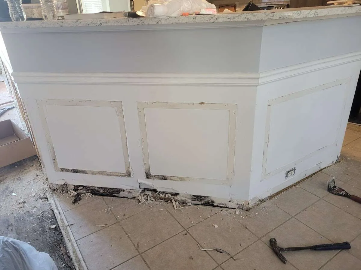 Water damage and mold on kitchen during Storm Damage Restoration in Bloomingdale